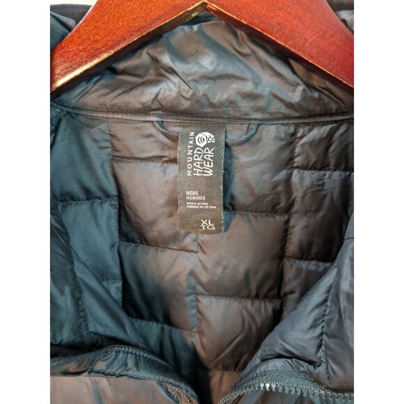 Mountain Hardwear Down Jacket Black Mens XL Full Zip Outdoor Quilted FLAW - Picture 6 of 9